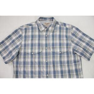 FILSON C.C. FILSON Men's Blue Plaid Short Sleeve Hiking Fishing Shirt SMALL